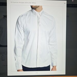 MEN’S BRAND NEW/WTAGS TR PREMIUM DESIGNER WHITE SILVER STUDDED COLLARED SHIRT LG